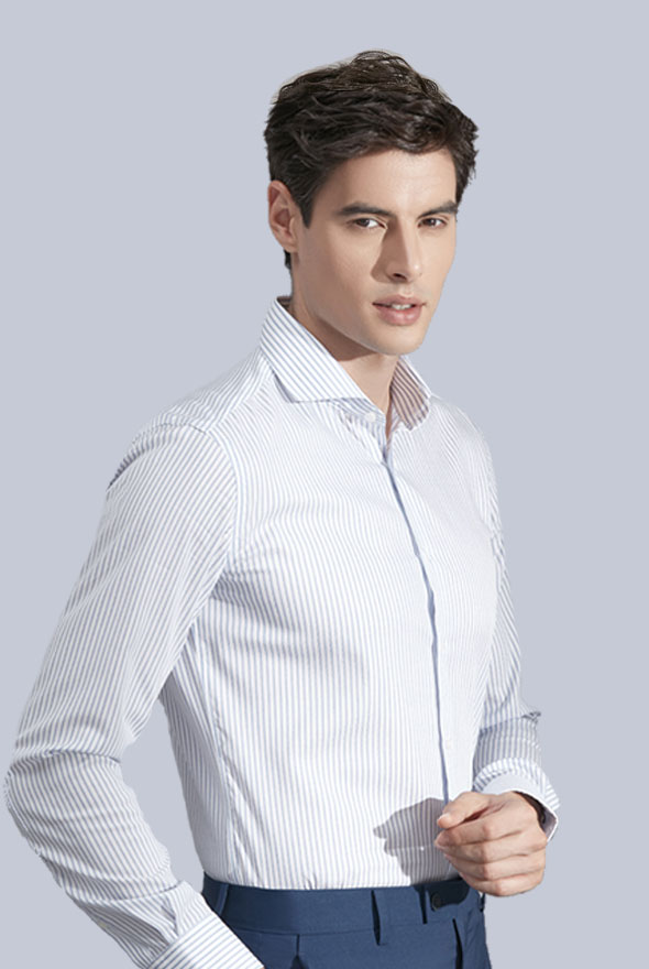 男士白色條紋襯衫定做